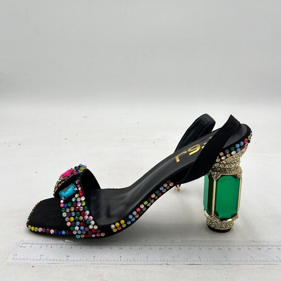 FSJ Black Multicolor Embellished Heels - Picture 2 of 8